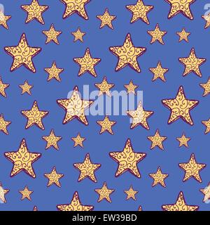 Sketch Ramadan symbol in vintage style, vector seamless pattern Stock Vector