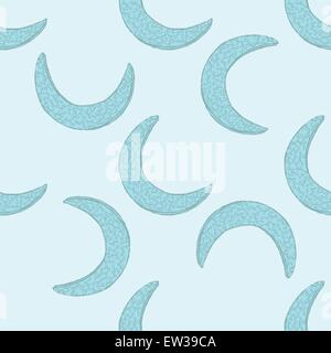 Sketch Ramadan symbol in vintage style, vector seamless pattern Stock Vector
