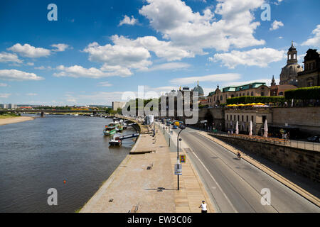 View over the River Elbe in Dresden, Saxony, Germany Stock Photo