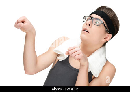 Young funny sporty nerd with glasses Stock Photo