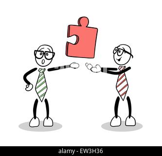 Digitally generated Cute cartoons showing jigsaw piece Stock Vector