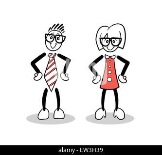 Digitally generated Cute cartoons with hands on hips Stock Vector