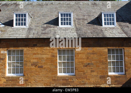 Unusual slate roof of Georgian stable block at Althorp house, Northampton, home to the Earl Spencer and Princess Diana Stock Photo