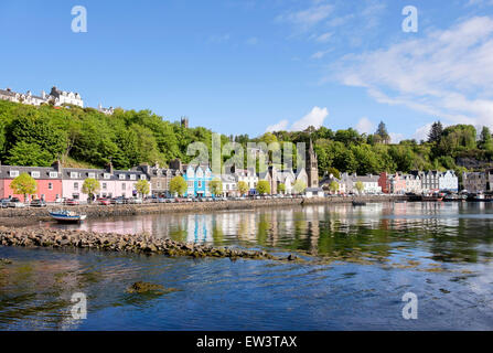 Colourful buildings overlooking harbour in Tobermory Isle of Mull Argyll & Bute Inner Hebrides Western Isles Scotland UK Britain Stock Photo