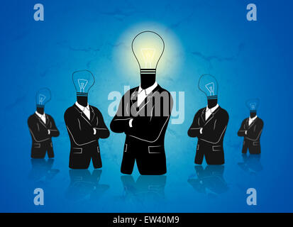 Concept of a thinking 'standing out' businessman with idea. Stock Photo