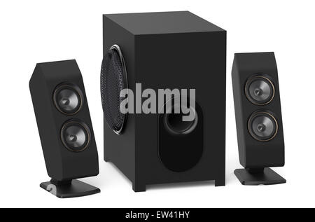 loudspeakers with subwoofer system 2.1 isolated on white background Stock Photo
