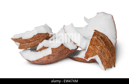 Several pieces of coconut pulp isolated on white background Stock Photo
