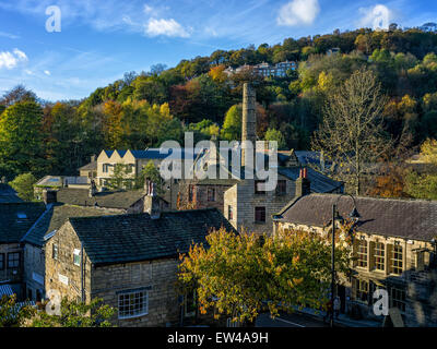 Autumn shot of the small market town of Hebden Bridge, in West Yorkshire, England. Stock Photo