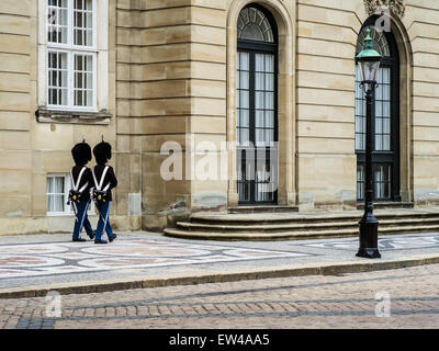 Guards at the Amalienborg Palace in Copenhagen,Denmark Stock Photo