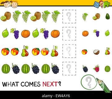 Cartoon illustration of completing the pattern educational game for ...