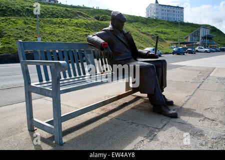 Freddie Gilroy and the Belsen Stragglers sculpture overlooking North Bay, Scarborough, Yorkshire, UK Stock Photo