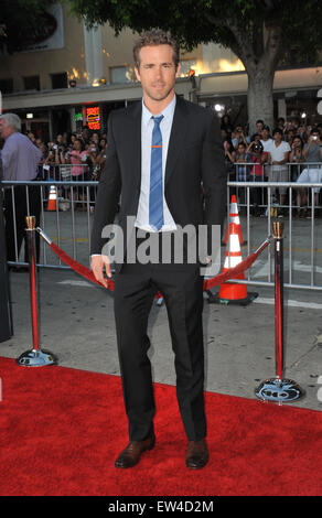 LOS ANGELES, CA - AUGUST 1, 2011: Ryan Reynolds at the world premiere of his new movie The Change-Up at the Regency Village Theatre, Westwood. Stock Photo