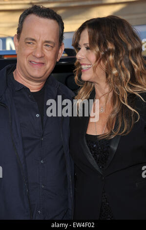 LOS ANGELES, CA - JUNE 27, 2011: Tom Hanks & actress wife Rita Wilson at the world premiere of their new movie 'Larry Crowne' at Grauman's Chinese Theatre, Hollywood. Stock Photo
