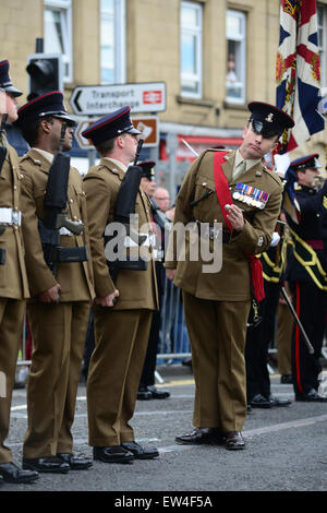 Soldiers from the Yorkshire Regiment being inspected in Barnsley, South Yorkshire, UK. Picture: Scott Bairstow/Alamy Stock Photo