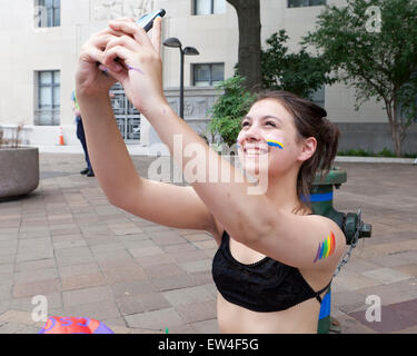 woman taking selfie - USA Stock Photo