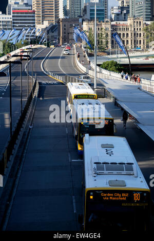 Buses on the Victoria Bridge, Brisbane Stock Photo