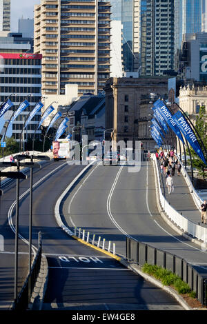 Buses on the Victoria Bridge, Brisbane Stock Photo