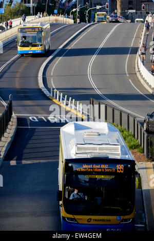 Buses on the Victoria Bridge, Brisbane Stock Photo