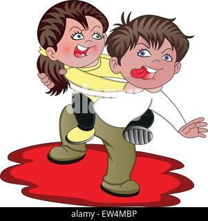 Vector illustration of aggressive couple having an heated argument, Stock Vector