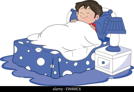 Boy sleeping in bed Stock Vector Image & Art - Alamy