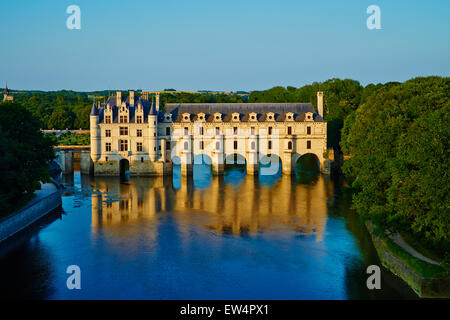 France, Indre-et-Loire,  Chenonceau Castle and the Cher river Stock Photo