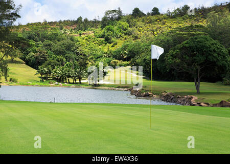 Beautiful golf course at the Constance Lemuria Resort. Stock Photo