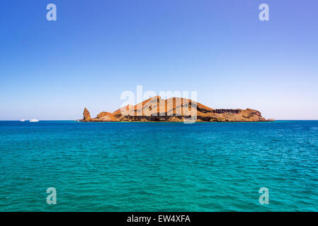 Wide angle view of Bartolome Island and Pinnacle Rock in the Galapagos Islands in Ecuador Stock Photo