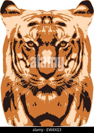 Vector illustration of a tiger head. isolated. Concept of wildlife. Stock Vector