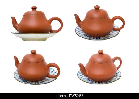 Brown teapot isolated on white background. Stock Photo
