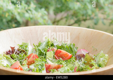 Bowl of salad outside Stock Photo