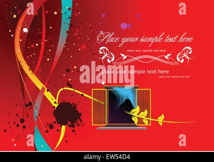 Purple doted  background with window image and place for text. Vector illustratuion Stock Vector