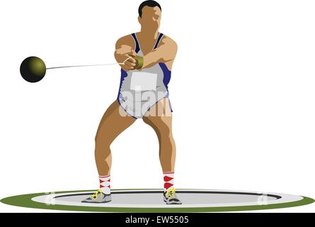 Vector illustration of a hammer thrower isolated on white background Stock Vector