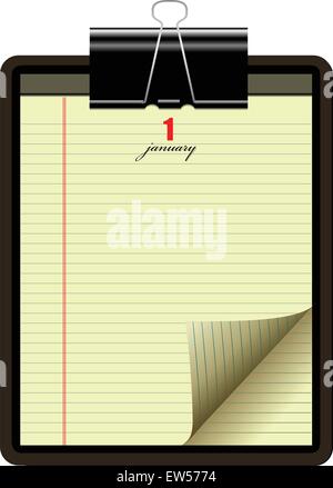 Writing-pad with yellow lined paper. Vector illustration Stock Vector