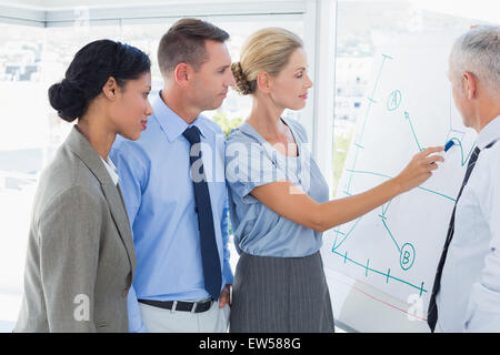 Businesswoman drawing graph on the whiteboard Stock Photo