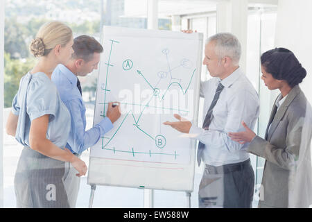 Business team talking about the graph on the whiteboard Stock Photo