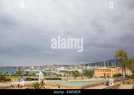 View  on the sailing harbour of Palma de Mallorca Stock Photo