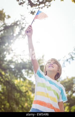 Young boy holding an american flag Stock Photo