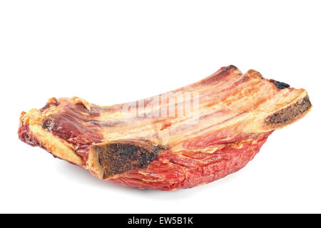 Smoked pork ribs and meat isolated on white Stock Photo