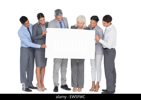 business people holding blank board Stock Photo