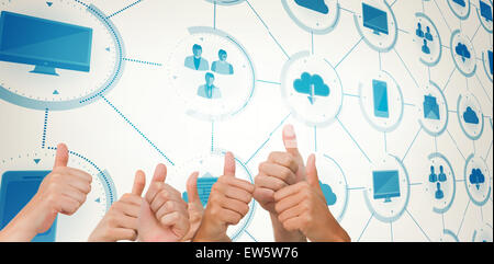 Composite image of hands giving thumbs up Stock Photo