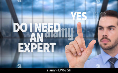 Composite image of businessman measuring something with his fingers Stock Photo