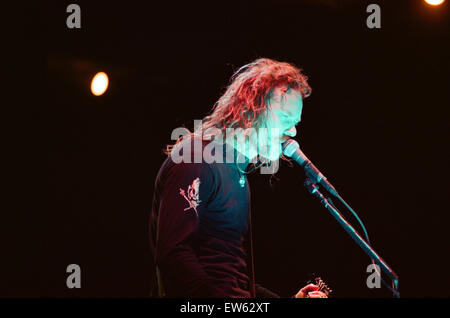 Metallica in concert at the NEC Arena, Birmingham. James Hetfield, lead singer and guitarist with the band. 4th November 1992. Stock Photo