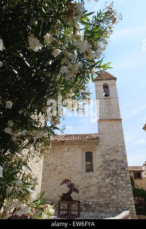 View of the bell tower at St Paul de Vence Provence France Stock Photo