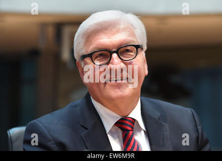 Berlin, Germany. 18th June, 2015. German Foreign Minister Frank-Walter attends a public meeting of the Edathy investigation committee of the German parliament to answer questions of committee members in Berlin, Germany, 18 June 2015. PHOTO: RAINER JENSEN/ Stock Photo