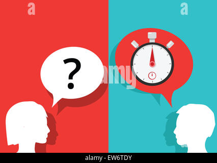 Stopwatch and question illustration concept Stock Photo