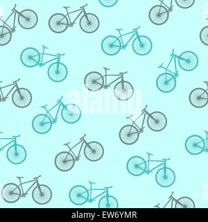 Bicycle Silhouette Seamless Pattern Background. Vector Illustrat Stock Vector