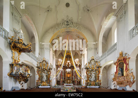 Interior of the Pilgrimage Church of Maria Limbach, built by Johann Balthasar Neumann, Limbach, Eltmann, Mainfranken Stock Photo