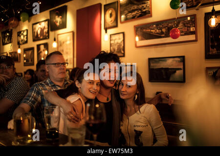 Irish bar in Taiwan, People celebrating Stock Photo