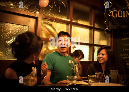 Irish bar in Taiwan, People celebrating Stock Photo