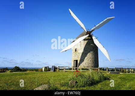France, the Moidrey windmill in Pontorson in Normandie Stock Photo
